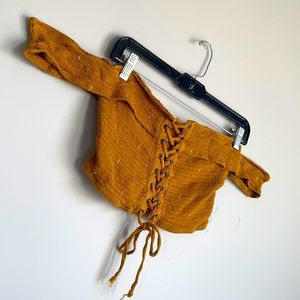 Shoulder-less Mustard Tube Top